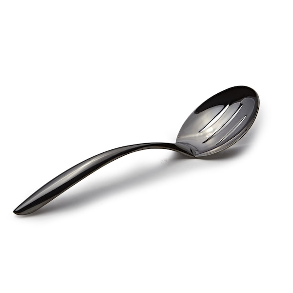 Bon Chef Ez Use Banquet Slotted Serving Spoon W/Hollow Coolhandle 9-3/4 - Black 9464B - main